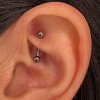 Piercing Rook Microbell Curvo Esferas 4mm / 6mm Aço Cirúrgico 316L